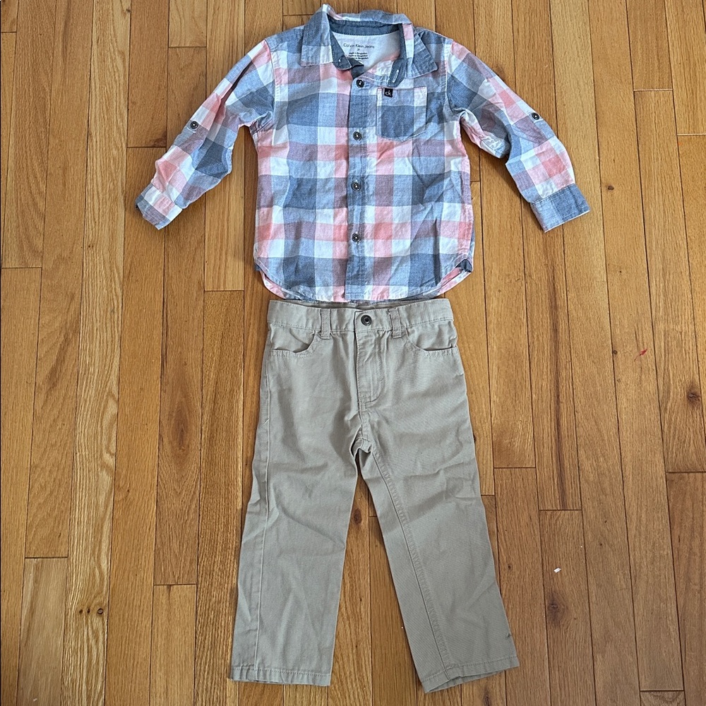 Calvin Klein button down shirt with khaki pants set